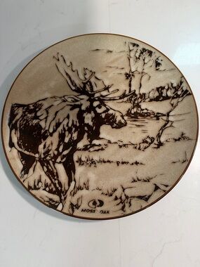 Mossy Oak Stoneware Moose Dinner and Salad  Plate Set 11 1/4”& 8.5”